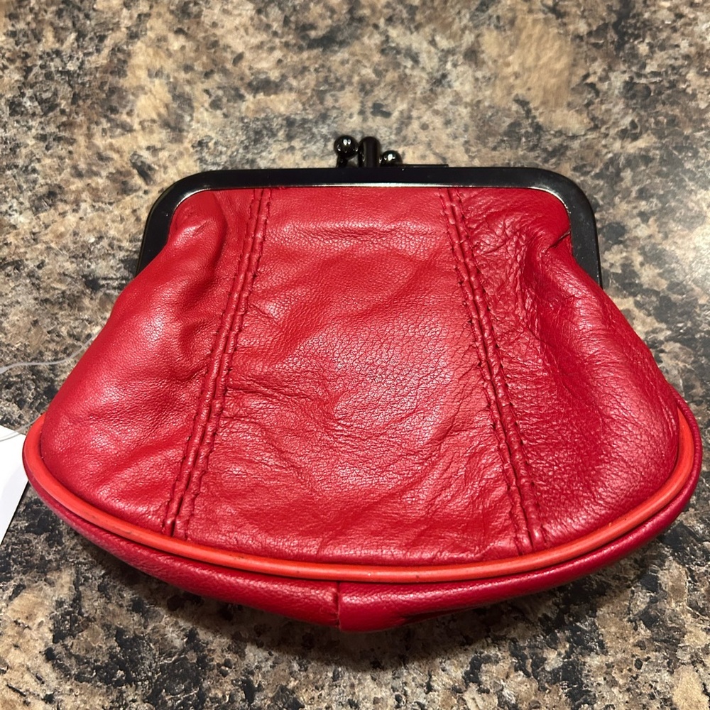Red Leather Wristlet with Metal Clasp❤️NWT